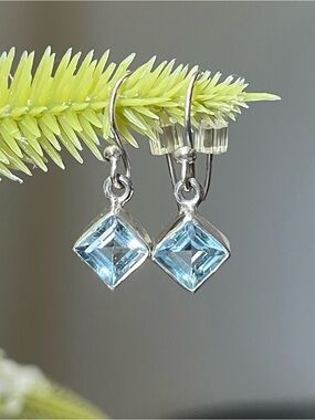 Sterling Silver Blue Topaz Drop Earrings
